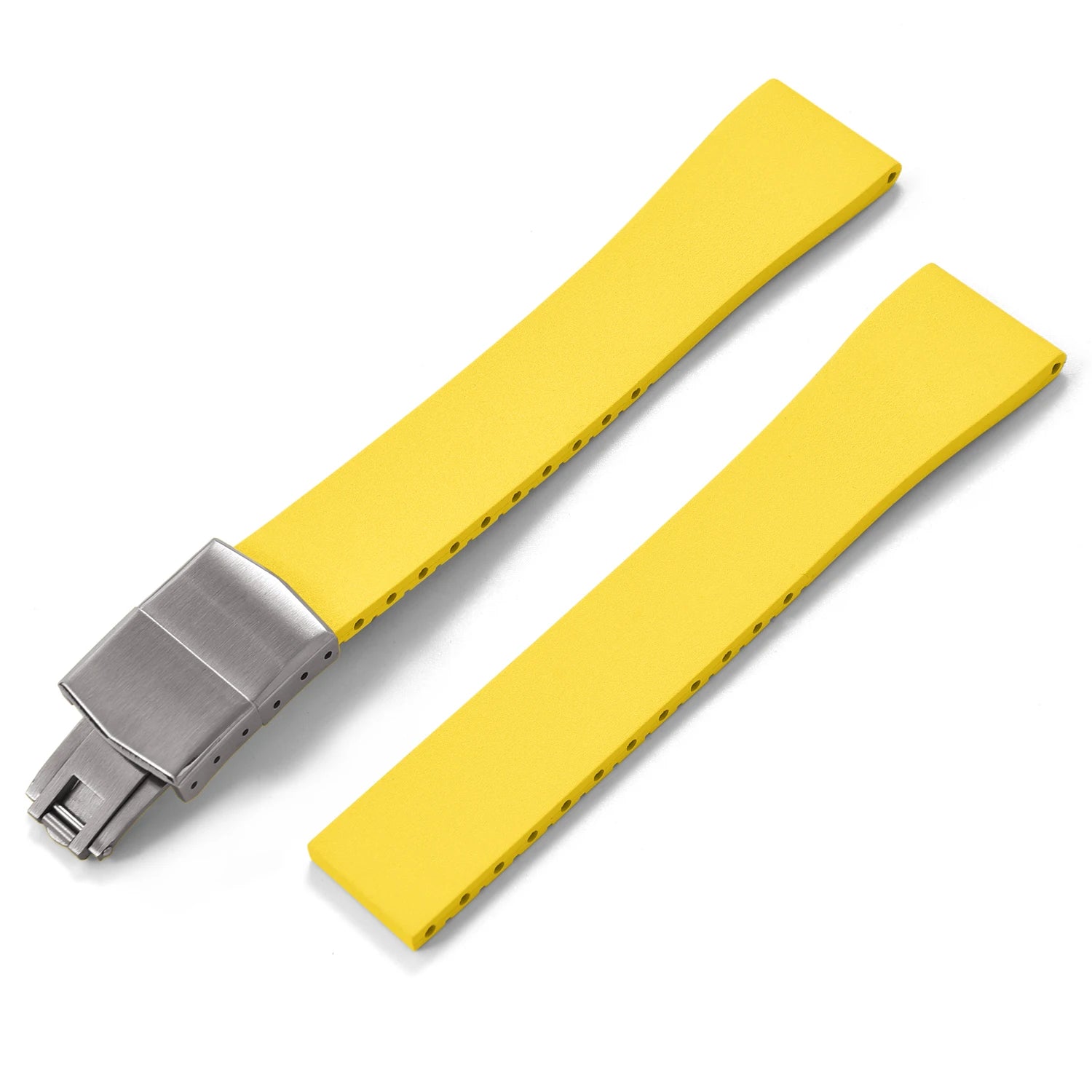 New CTS FKM Rubber Watch Strap 16mm 18mm 19mm 20mm 21mm 22mm FKM CTS Watchband Quick Release Butterfly Silver Buckle Cut-To-Size
