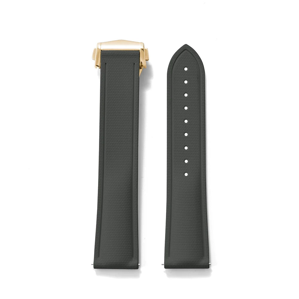 Premium Grade Soft FKM Rubber Watch Strap 20mm 21mm 22mm Perfect Fit Flat End Universal Quick Release Watch Strap