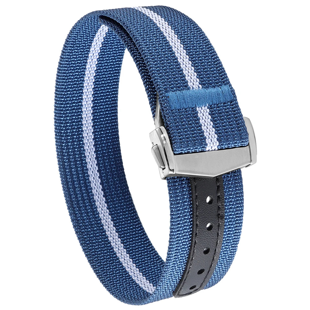 Premium Ribbed Nylon Watch Bands Deployant Clasp 20mm 22mm Watch Strap for Omega for Swatch MoonSwatch Watch Men Sport Wristband