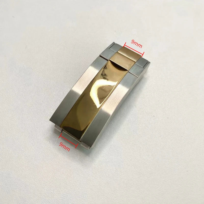 High-Grade Gildelock Watch Buckle - Silver Solid Stainless Steel Adjustable Deployment Clasp for Rolex GMT/Submariner 9x9mm