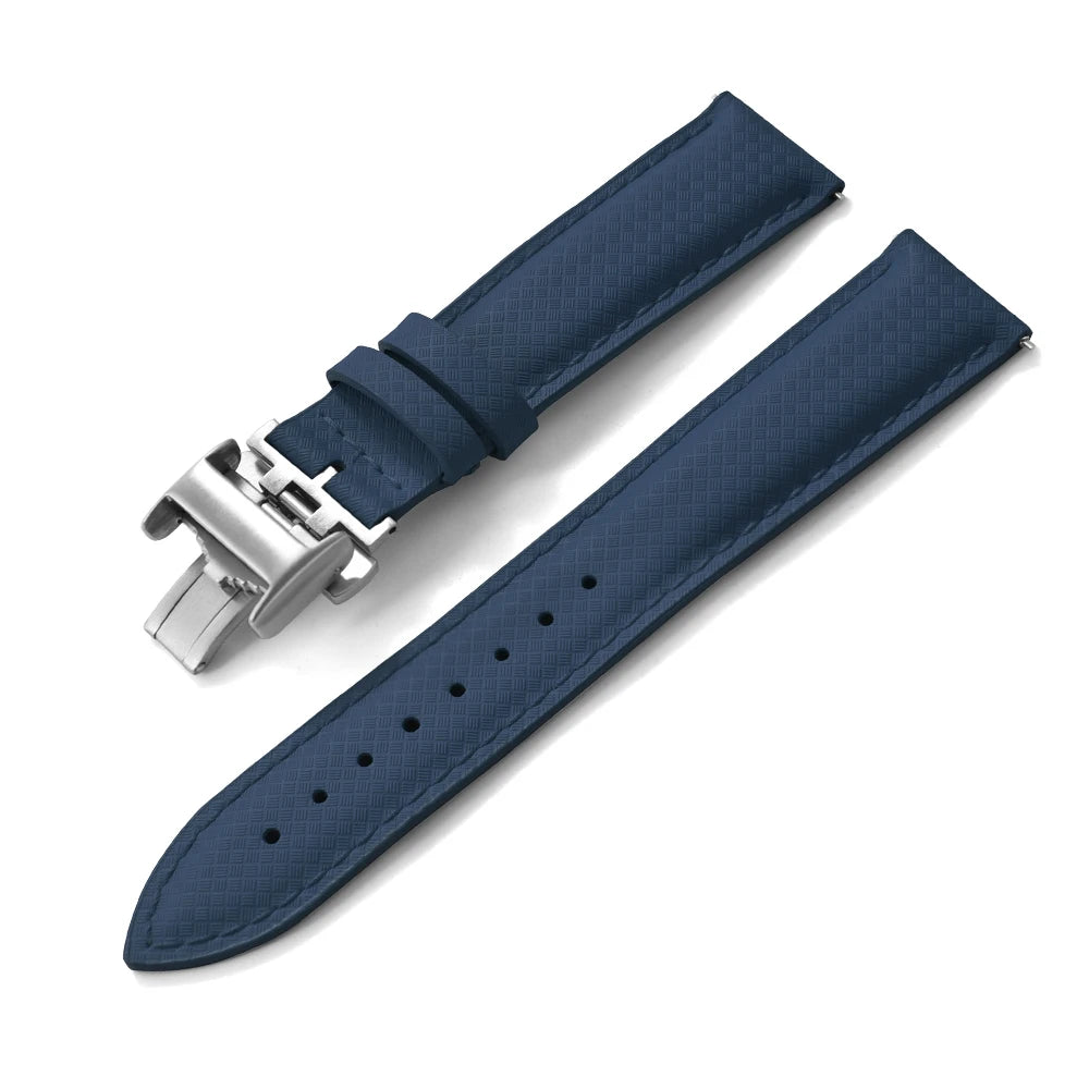 Unisex 18/19/20/22mm Quick Release Watch Bands Tropical Pattern FKM Rubber and Leather Waterproof  Sailcloth Signature Strap