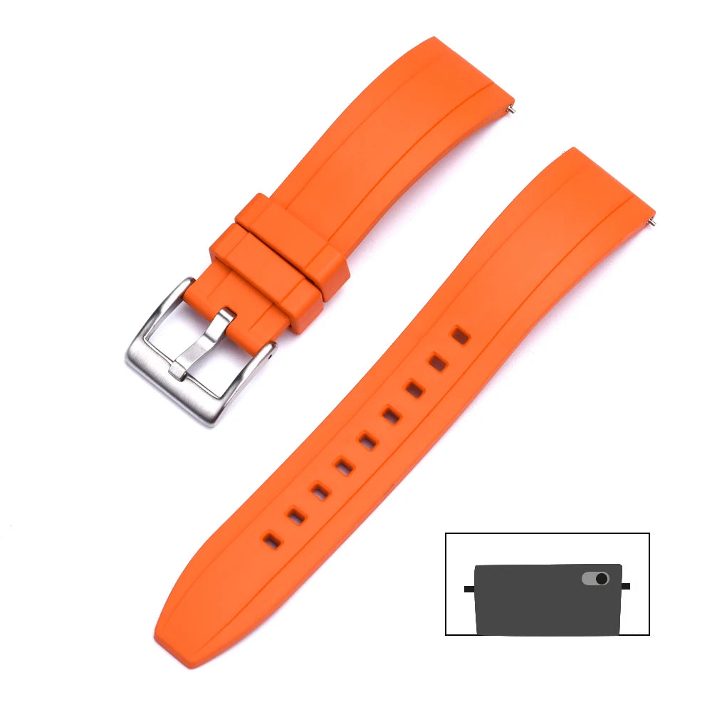 Premium Grade Vulcanized FKM Rubber Watch Strap 18mm 19mm 20mm 21mm 22mm 23mm 24mm Quick Release Watchbands