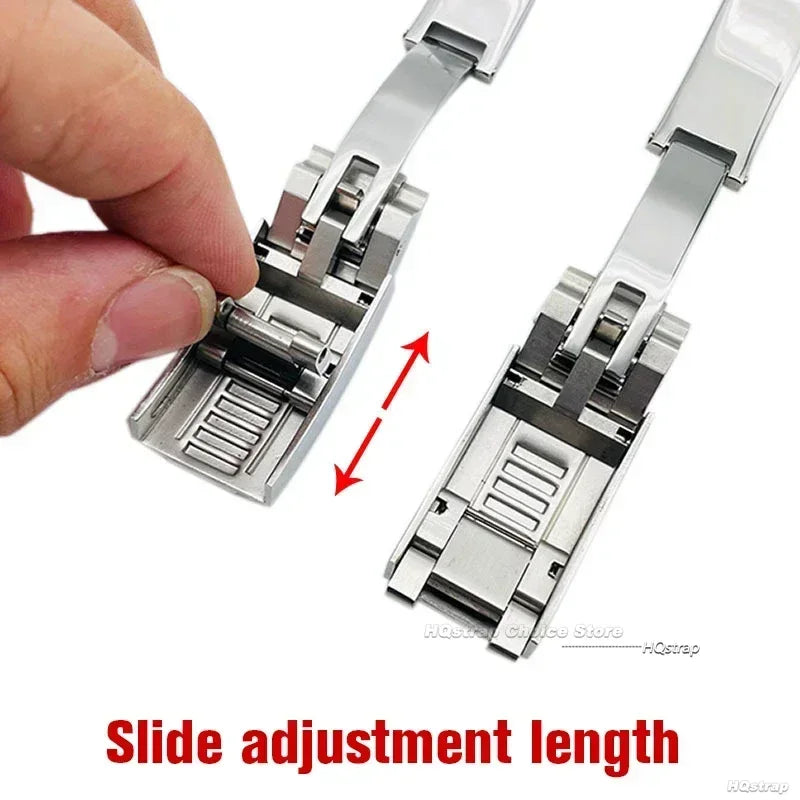 9mm Watch Band Glide Clasp for Rolex DAYTONA SUBMARINER GMT Yacht-Master Stainless Steel Fine-tuning Pull Button Watch Buckle