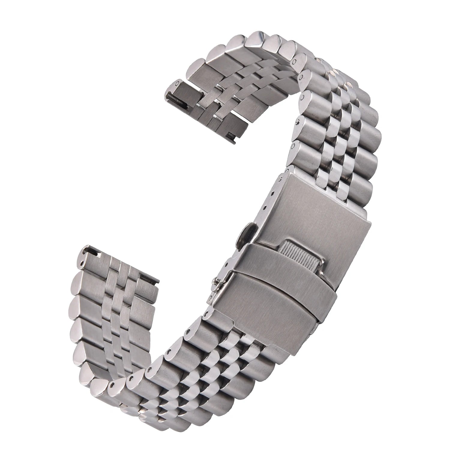 High Quality Full Solid Stainless Steel Watch Band - 20mm 22mm Flat Interface Metal Strap with Folding Buckle For Jubilee Men Wo