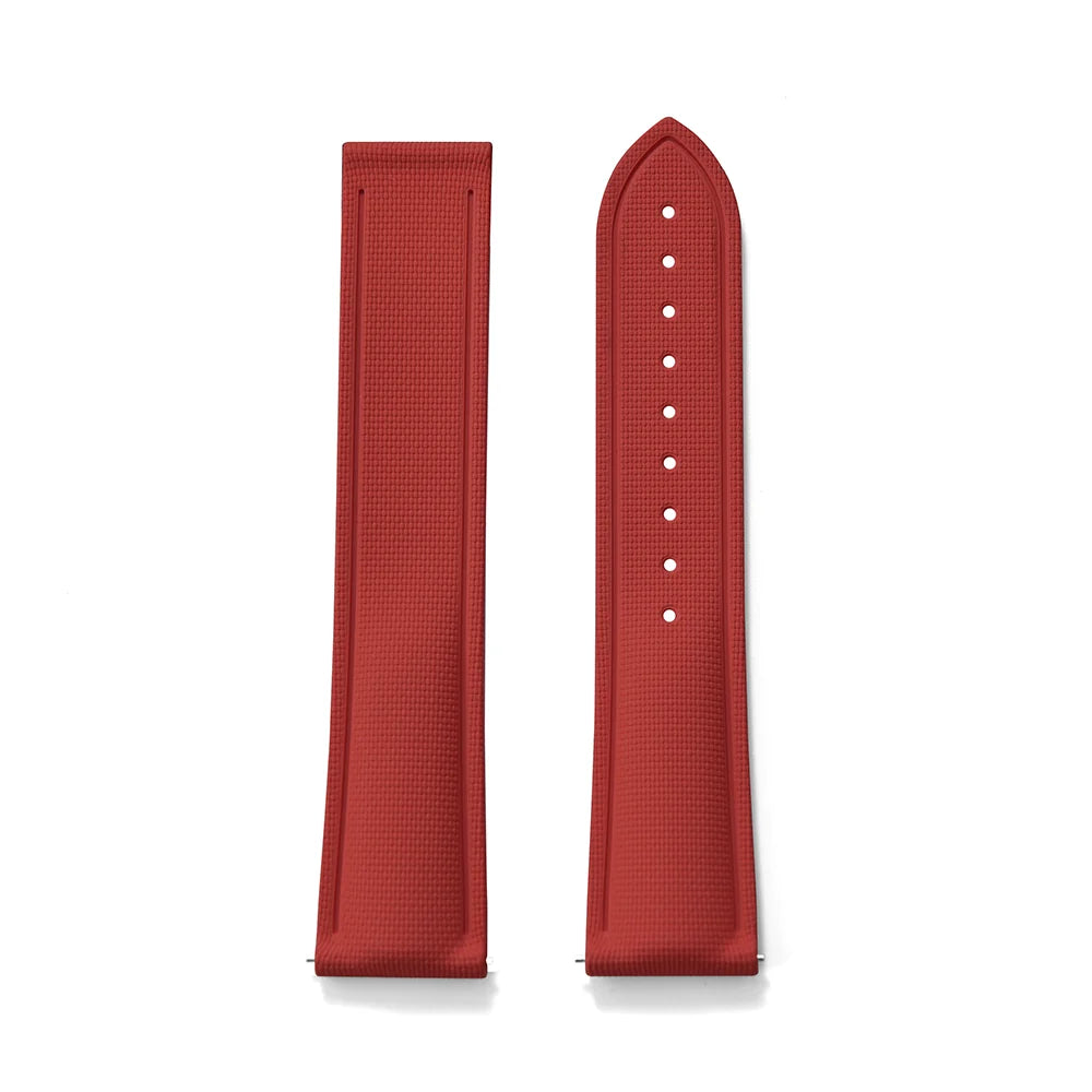 Premium Grade Soft FKM Rubber Watch Strap 20mm 21mm 22mm Perfect Fit Flat End Universal Quick Release Watch Strap