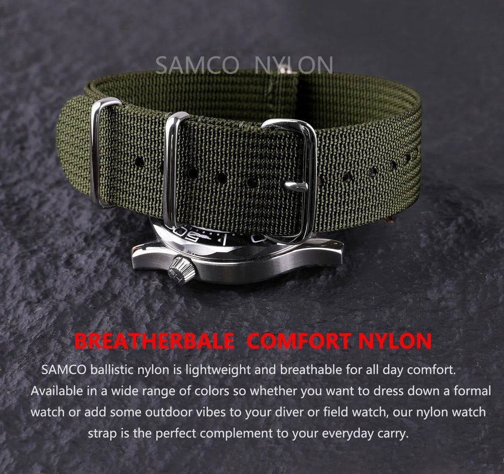 Ribbed Nylon Watch Band 20mm 22mm Comfortable Watch Straps Loop Military Washable Blet for Men Watchbands