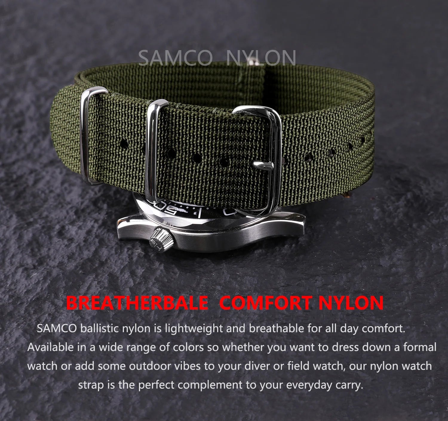 Ribbed Nylon Watch Band 20mm 22mm Comfortable Watch Straps Loop Military Washable Blet for Men Watchbands