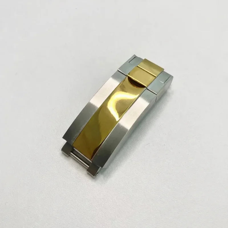 High-Grade Gildelock Watch Buckle - Silver Solid Stainless Steel Adjustable Deployment Clasp for Rolex GMT/Submariner 9x9mm