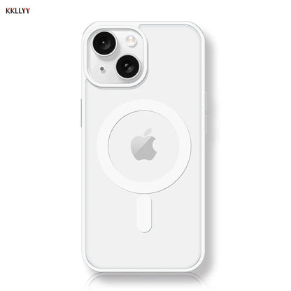 Magnetic Transparent Phone Case - Silicone Soft Edge + Acrylic Hard Back - Full Protection for iPhone 16/15/14/13/12/11 Pro Max