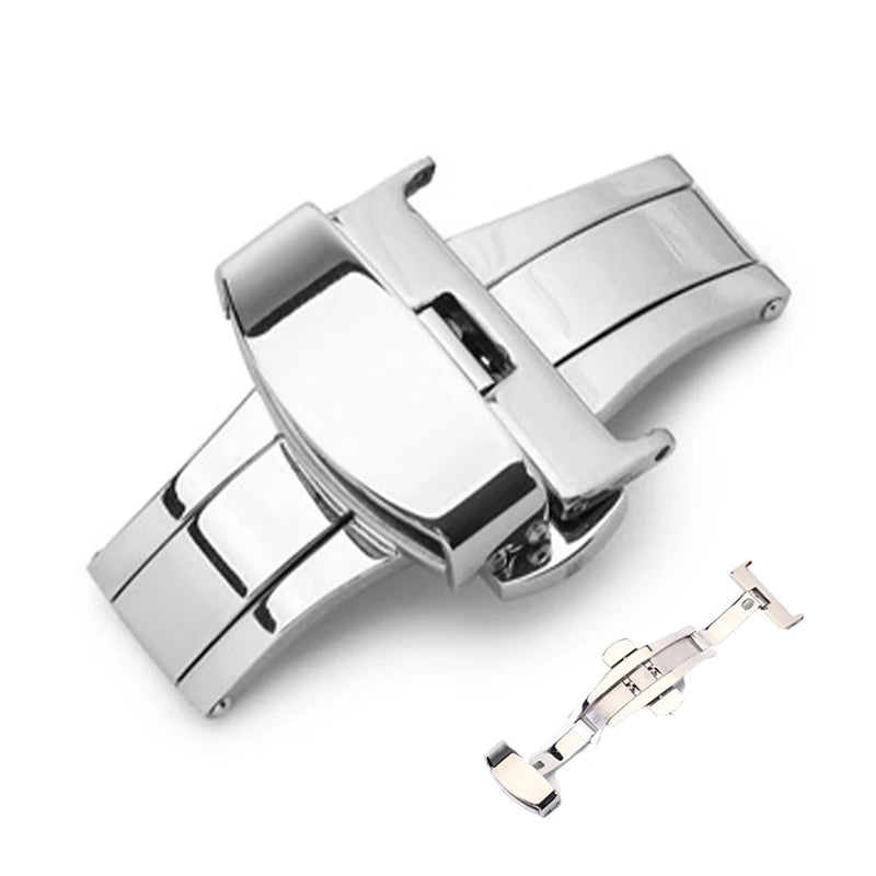 10/12/14/16/18/20/22mm Stainless Steel Strap Buckles Butterfly Buckle Polished Button Watchbands Clasp Watch Accessories