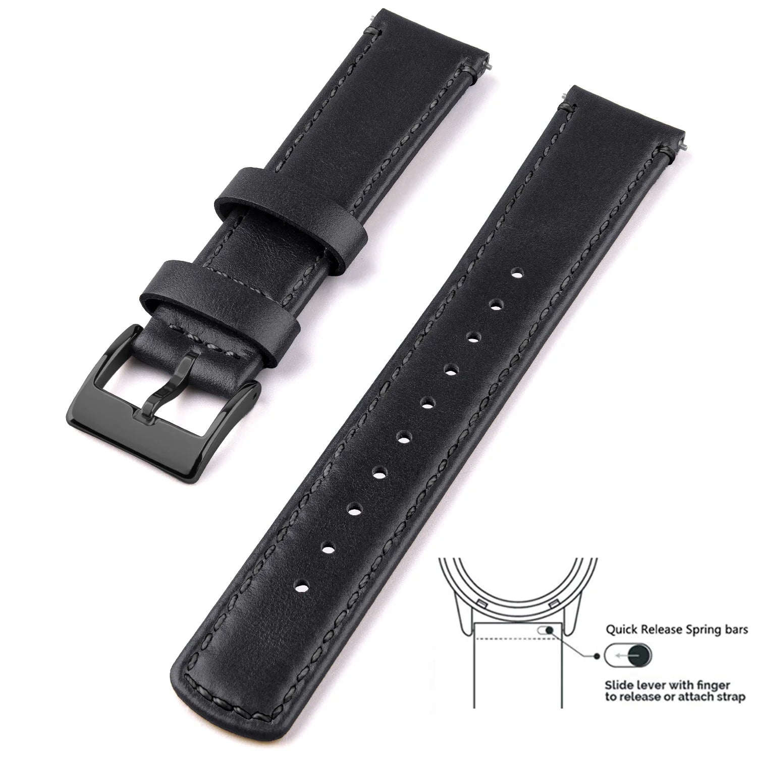 Top Grain Genuine Leather Watch Band, Quick Release 20mm/22mm Watch Strap,  Fits Samsung Galaxy Watch, Men and Women Watch band
