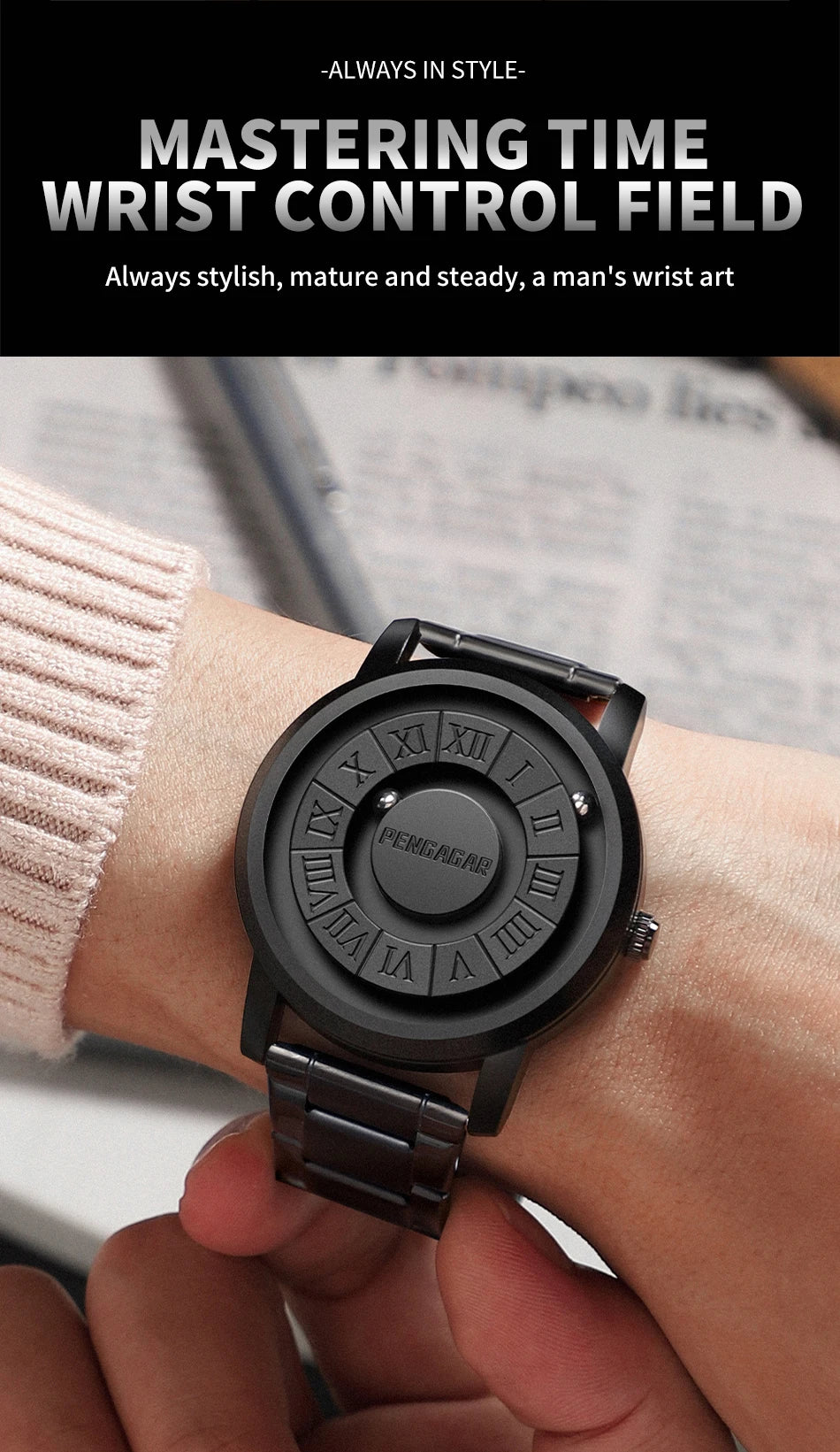 2025 New Men's Watches Top Luxury Quartz Watch For Men Creative Scrolling Pointer Magnetic Force Wrist Clock Relogio Masculino