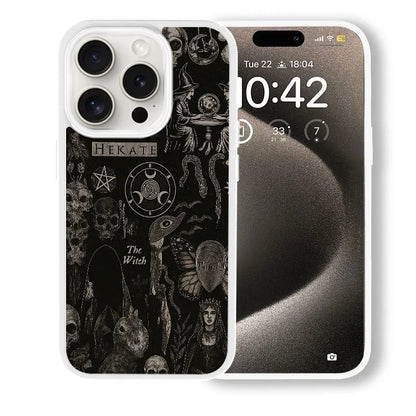 Dark Witchcraft Hekate Skull Phone Case for iPhone 16 15 14 13 12 11 Plus Pro Max Artistic Minimalist Style