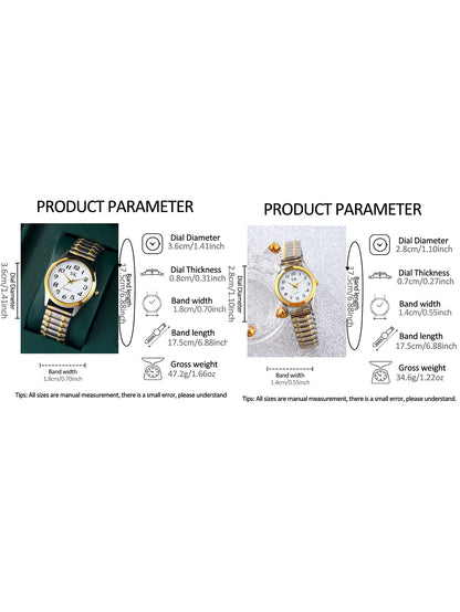 2 Elegant retro elastic quartz watches Classic Business fashion analog watches a gift for loved ones