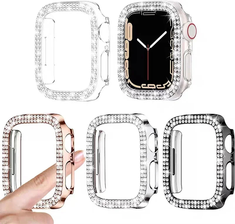 Diamond Case For Apple Watch Cover 9 8 7 41mm 45mm 42mm 44mm 40mm women Bling Bumper Protector Shell iWatch Series 8 3 4 5 6 SE