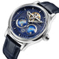 SEAKOSS 47mm Double Earth Rotating Men's Mechanical Watch Automatic Movement Flywheel Wristwatches 5Bar Waterproof Leather Strap