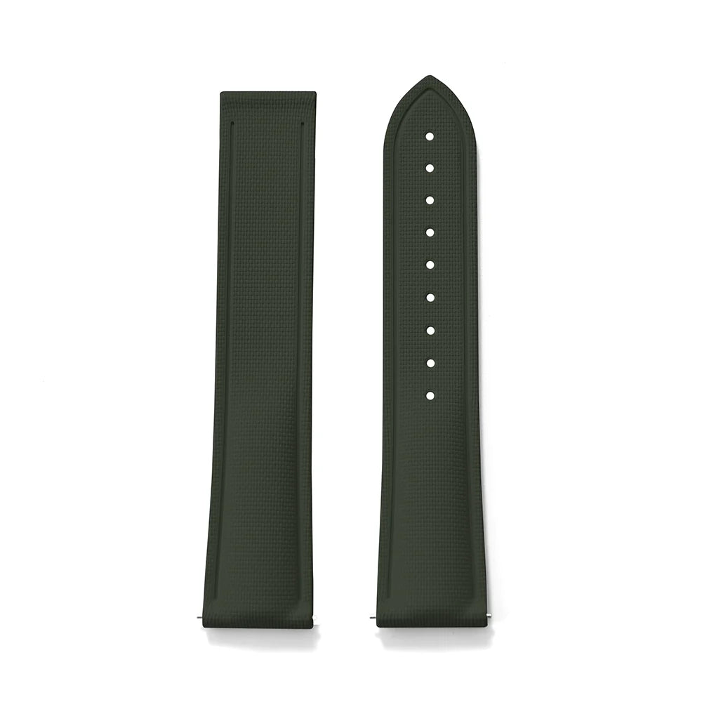 Premium Grade Soft FKM Rubber Watch Strap 20mm 21mm 22mm Perfect Fit Flat End Universal Quick Release Watch Strap