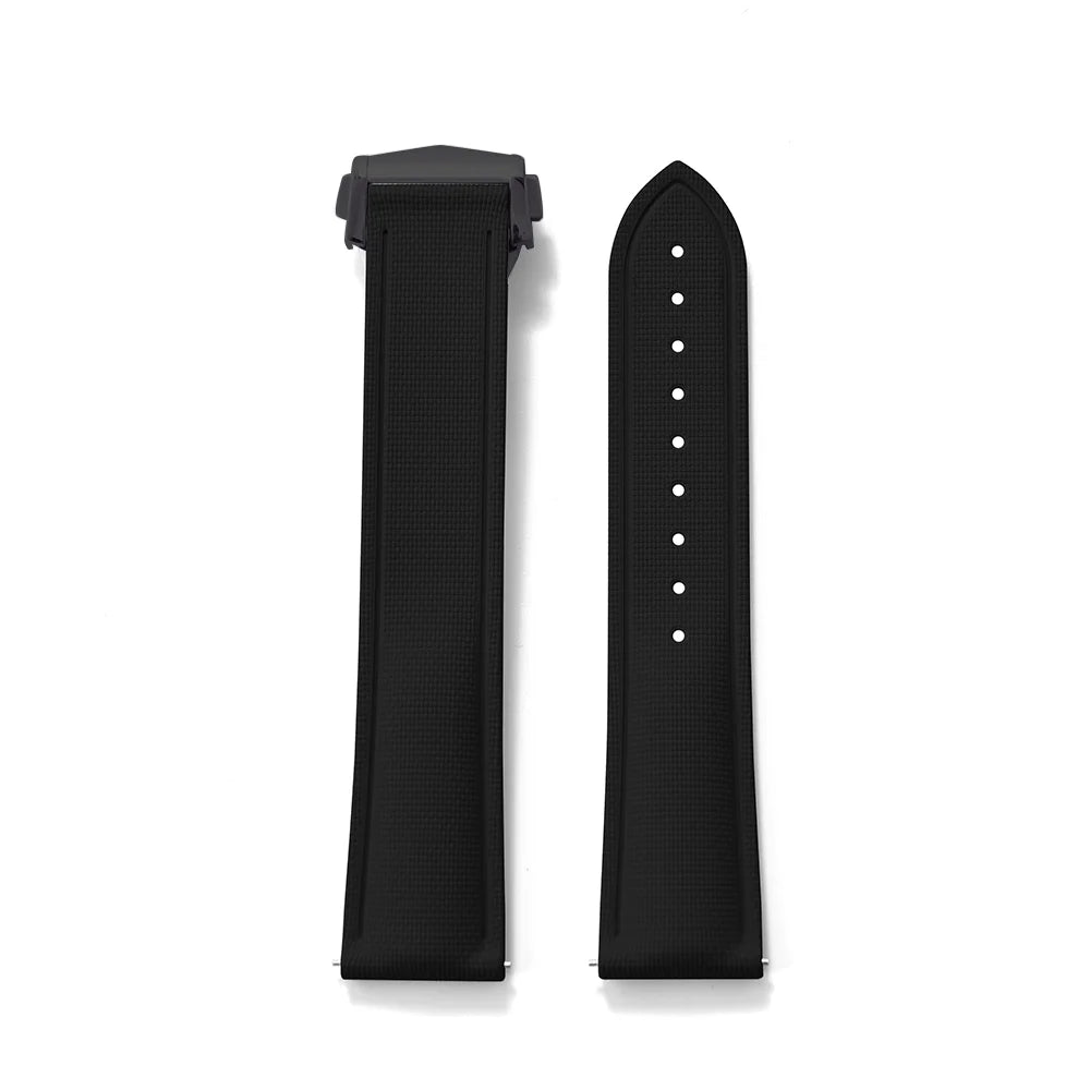 Premium Grade Soft FKM Rubber Watch Strap 20mm 21mm 22mm Perfect Fit Flat End Universal Quick Release Watch Strap