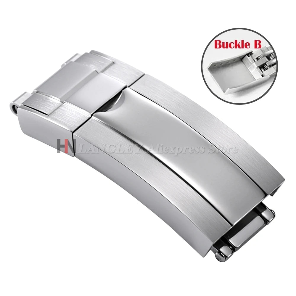 9mmx16mm Stainless Steel Double Safety Fold Watch Buckle for Rolex Submariner Oysterflex Daytona GMT Watch Band Clasps 9mmx9mm