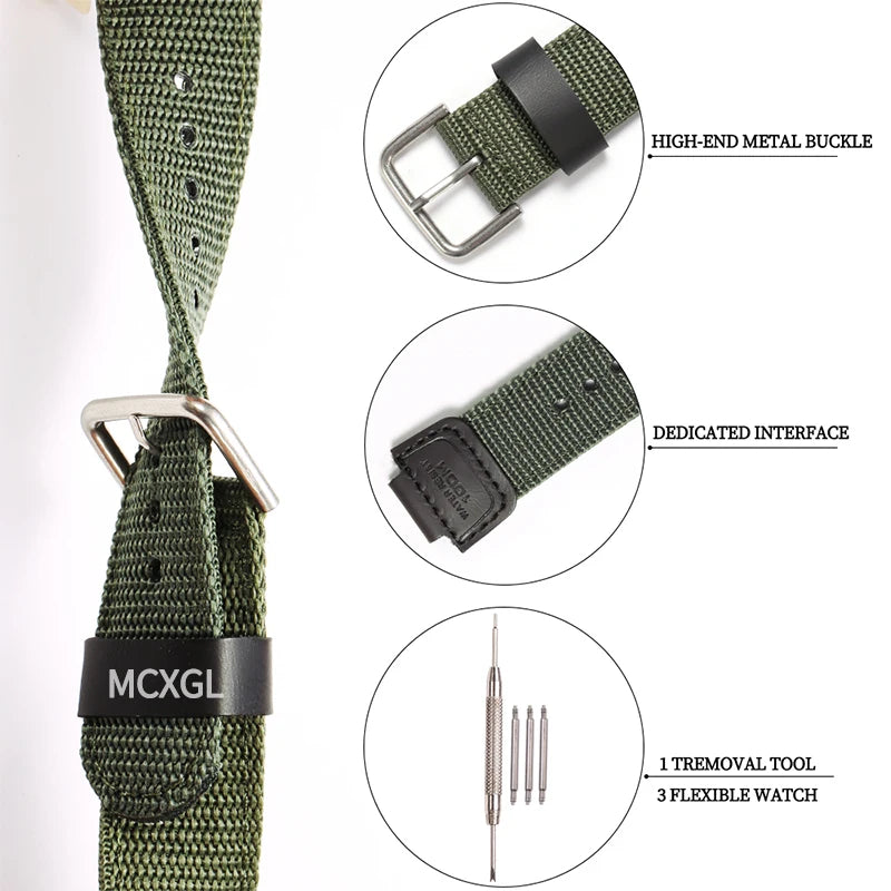 16mm Nylon Leather Strap Suitable for Casio DW5600 GA110 GA2100 AWG-M100 GA-700 Men's Outdoor Sports Watch Band Accessories