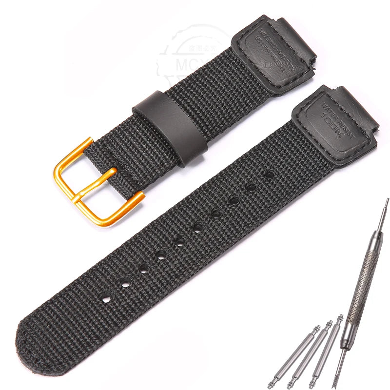 16mm Nylon Leather Strap Suitable for Casio DW5600 GA110 GA2100 AWG-M100 GA-700 Men's Outdoor Sports Watch Band Accessories
