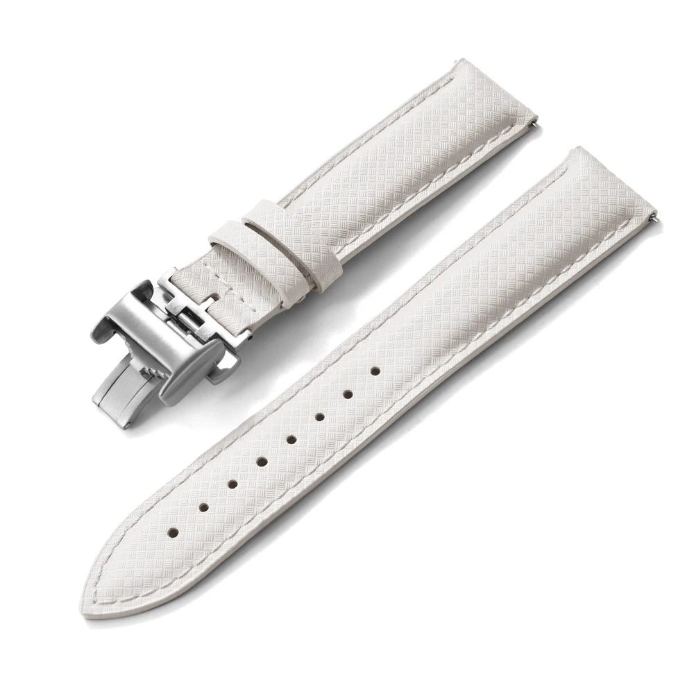 Unisex 18/19/20/22mm Quick Release Watch Bands Tropical Pattern FKM Rubber and Leather Waterproof  Sailcloth Signature Strap
