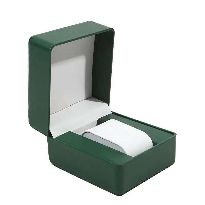 Black Single Watch Gift Box with Pillow PU Leather Wristwatch Display Case Organizer for Men Clamshell PU leather watch case