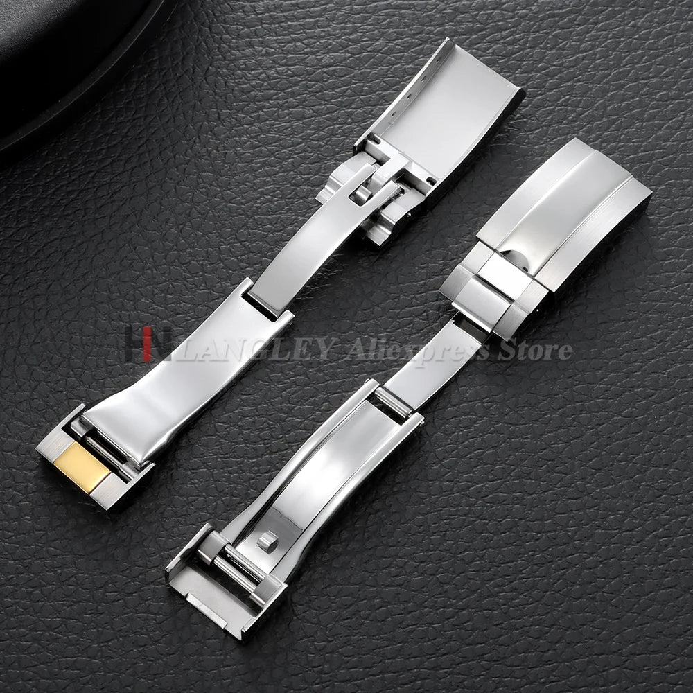 9mmx16mm Stainless Steel Double Safety Fold Watch Buckle for Rolex Submariner Oysterflex Daytona GMT Watch Band Clasps 9mmx9mm