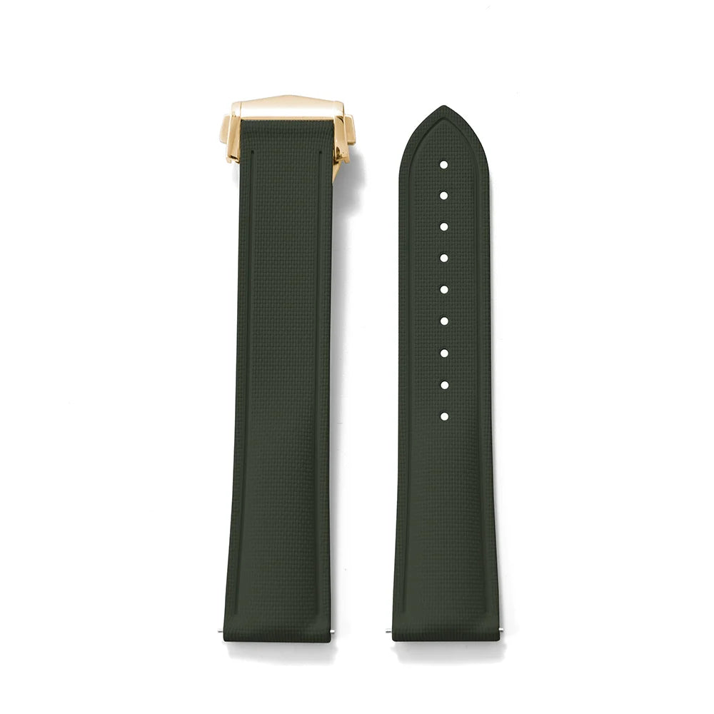 Premium Grade Soft FKM Rubber Watch Strap 20mm 21mm 22mm Perfect Fit Flat End Universal Quick Release Watch Strap