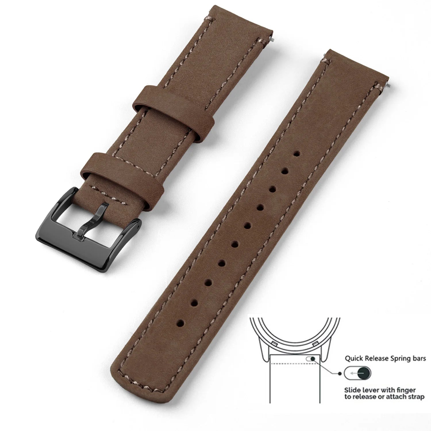 Top Grain Genuine Leather Watch Band, Quick Release 20mm/22mm Watch Strap,  Fits Samsung Galaxy Watch, Men and Women Watch band