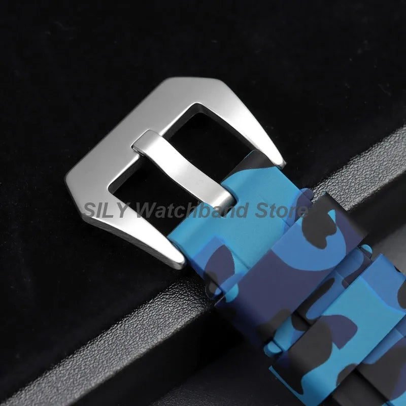 Camouflage Soft Silicone Strap 20/22mm 24mm 26mm Rubber Watch Band for Panerai for Casio for Omega Waterproof Men Sport Bracelet