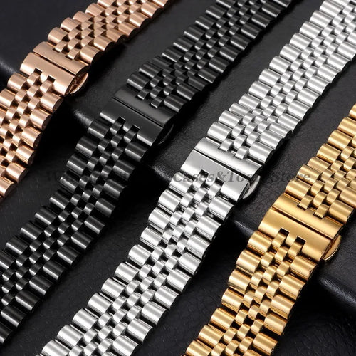 12/13/14/16/17/18/19/20/21/22mm Solid Stainless Steel Watch Band Strap for Rolex Flat Curved Ends Bracelet Men Women Replacement