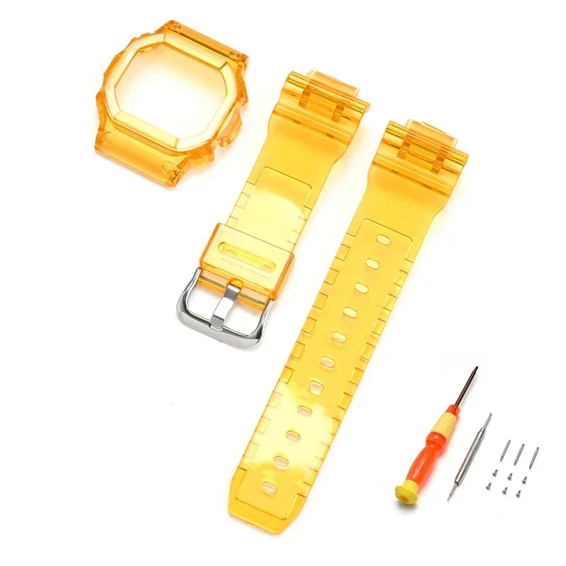 Transparent Rubber Strap Bezel for Casio G-SHOCK G-5600 DW5600 GW-M5610 TPU Sport Waterproof Replace Watch Band Protective Case