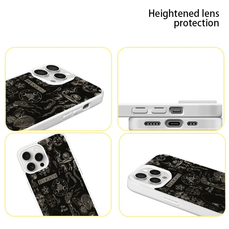 Dark Witchcraft Hekate Skull Phone Case for iPhone 16 15 14 13 12 11 Plus Pro Max Artistic Minimalist Style