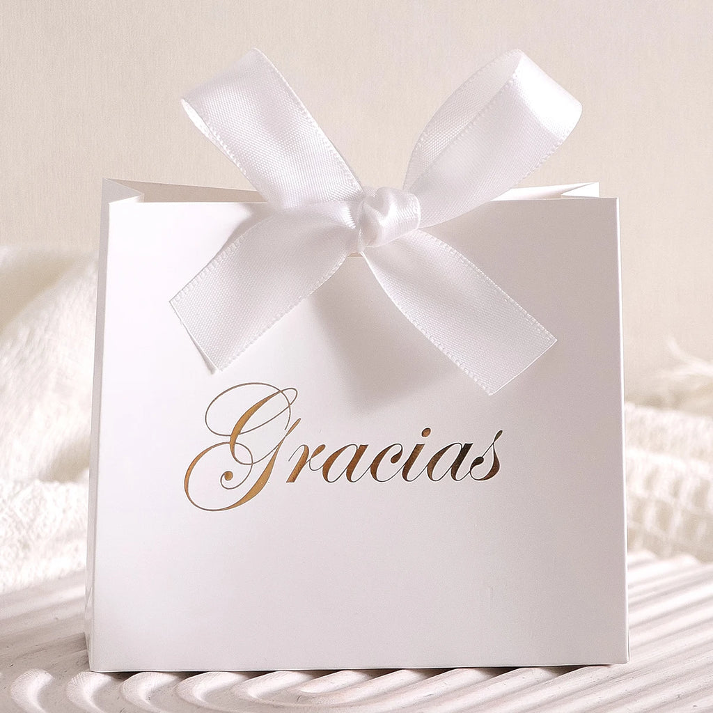 Elegant 5-Piece Gift Box Set With“Gracias” Design and Ribbon - Perfect for Storing Snacks, Candies and Small Gifts - Perfect Fo