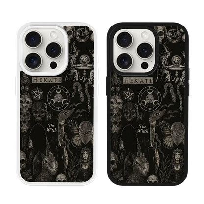 Dark Witchcraft Hekate Skull Phone Case for iPhone 16 15 14 13 12 11 Plus Pro Max Artistic Minimalist Style