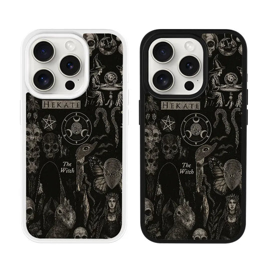 Dark Witchcraft Hekate Skull Phone Case for iPhone 16 15 14 13 12 11 Plus Pro Max Artistic Minimalist Style