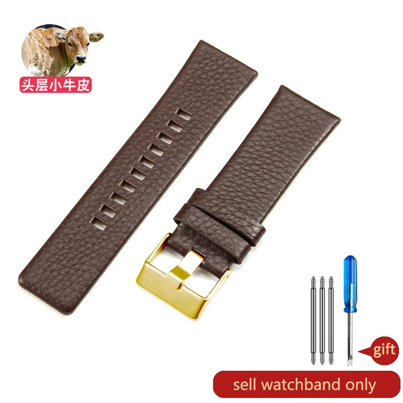 Cow Leather Watch Strap for Diesel Dz4323 1657 4318 DZ7312 DZ7257 Watchband 24 26 28 30mm Watch Bracelet Belt Black Brown White