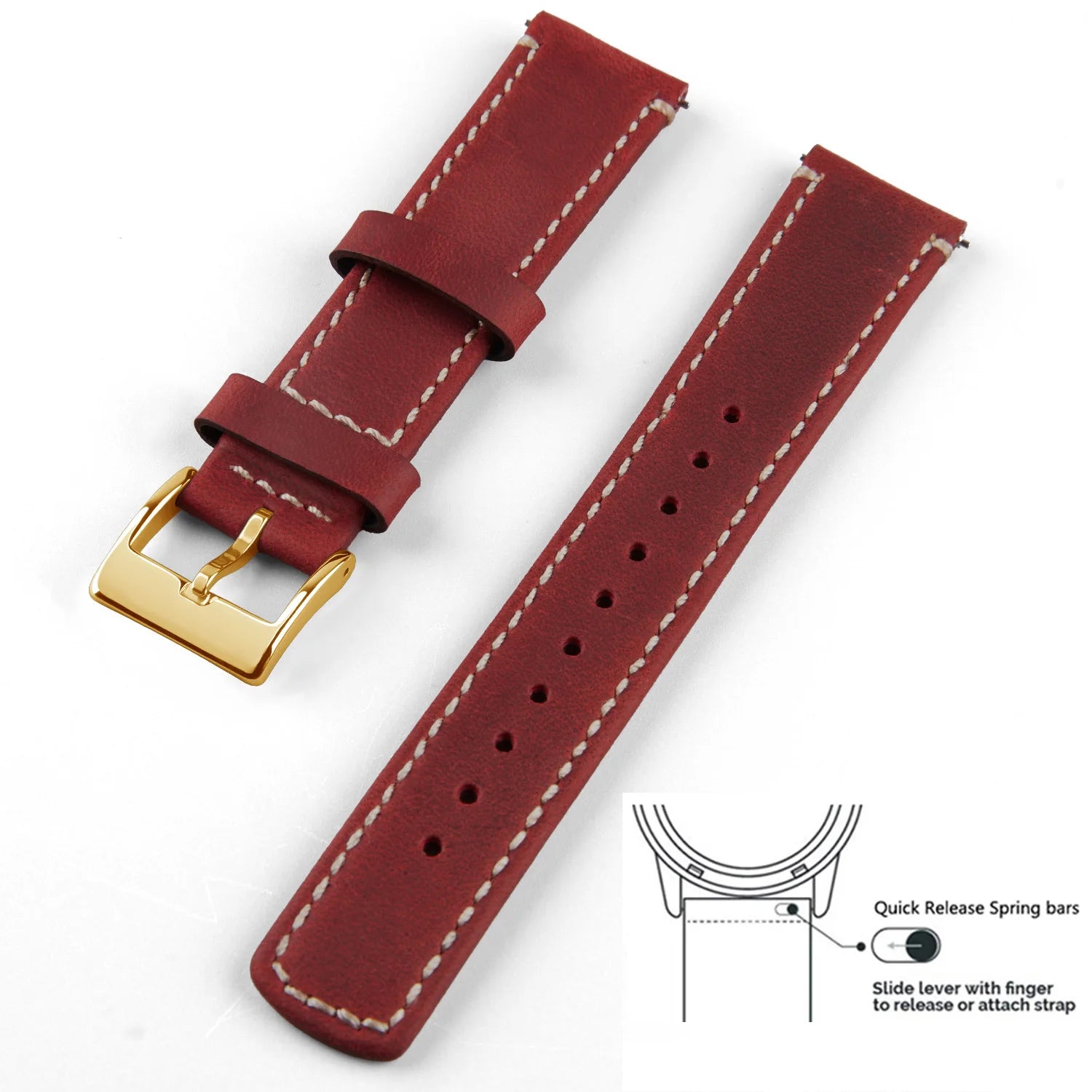 Top Grain Genuine Leather Watch Band, Quick Release 20mm/22mm Watch Strap,  Fits Samsung Galaxy Watch, Men and Women Watch band