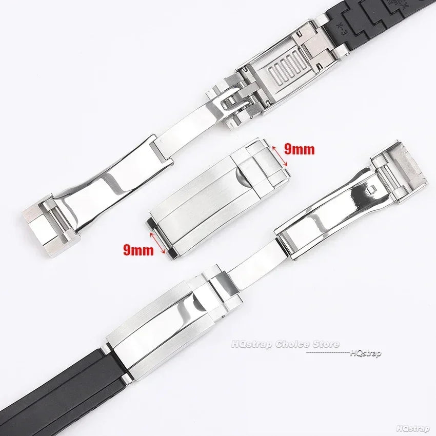 9mm Watch Band Glide Clasp for Rolex DAYTONA SUBMARINER GMT Yacht-Master Stainless Steel Fine-tuning Pull Button Watch Buckle