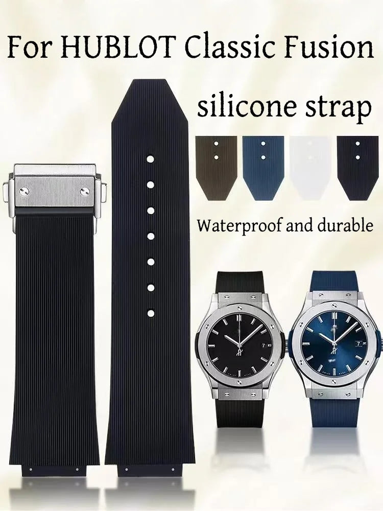 19mmx26mm Silicone Rubber Watch Strap for HUBLOT Classic Fusion Curved End Links Waterproof Men women Watch Strap
