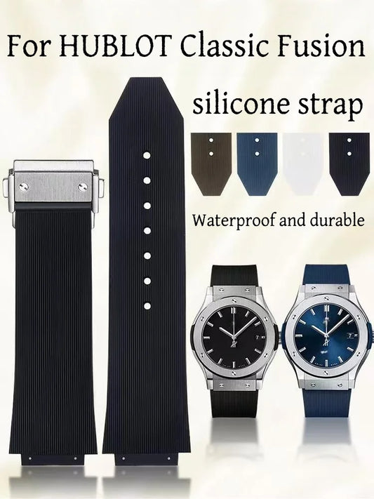 19mmx26mm Silicone Rubber Watch Strap for HUBLOT Classic Fusion Curved End Links Waterproof Men women Watch Strap