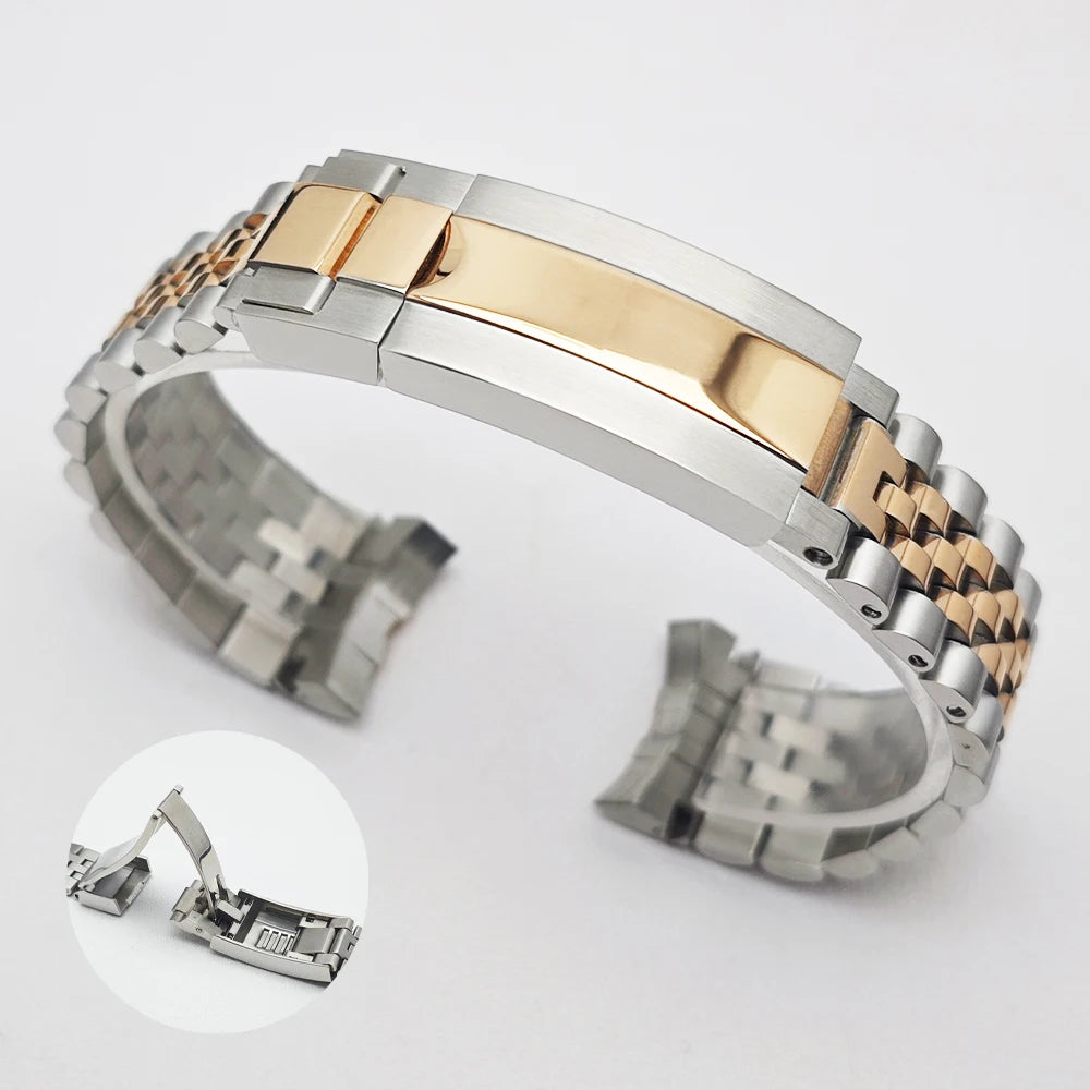 High Quality 316L GMT Watch Strap 20mm Black/Silvery/Gold Matching Watch/Case Replacement Bracelet Watch Accessories