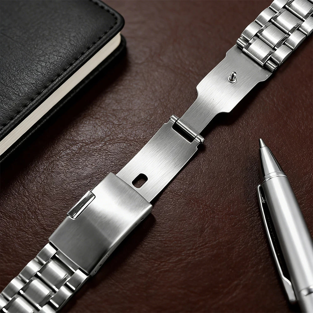 Unisex 14mm 16mm 18mm 19mm 20mm 21mm 22mm 23mm 24mm Stainless Steel Watch Band Flat Bracelet Quick Release Metal Watch Straps