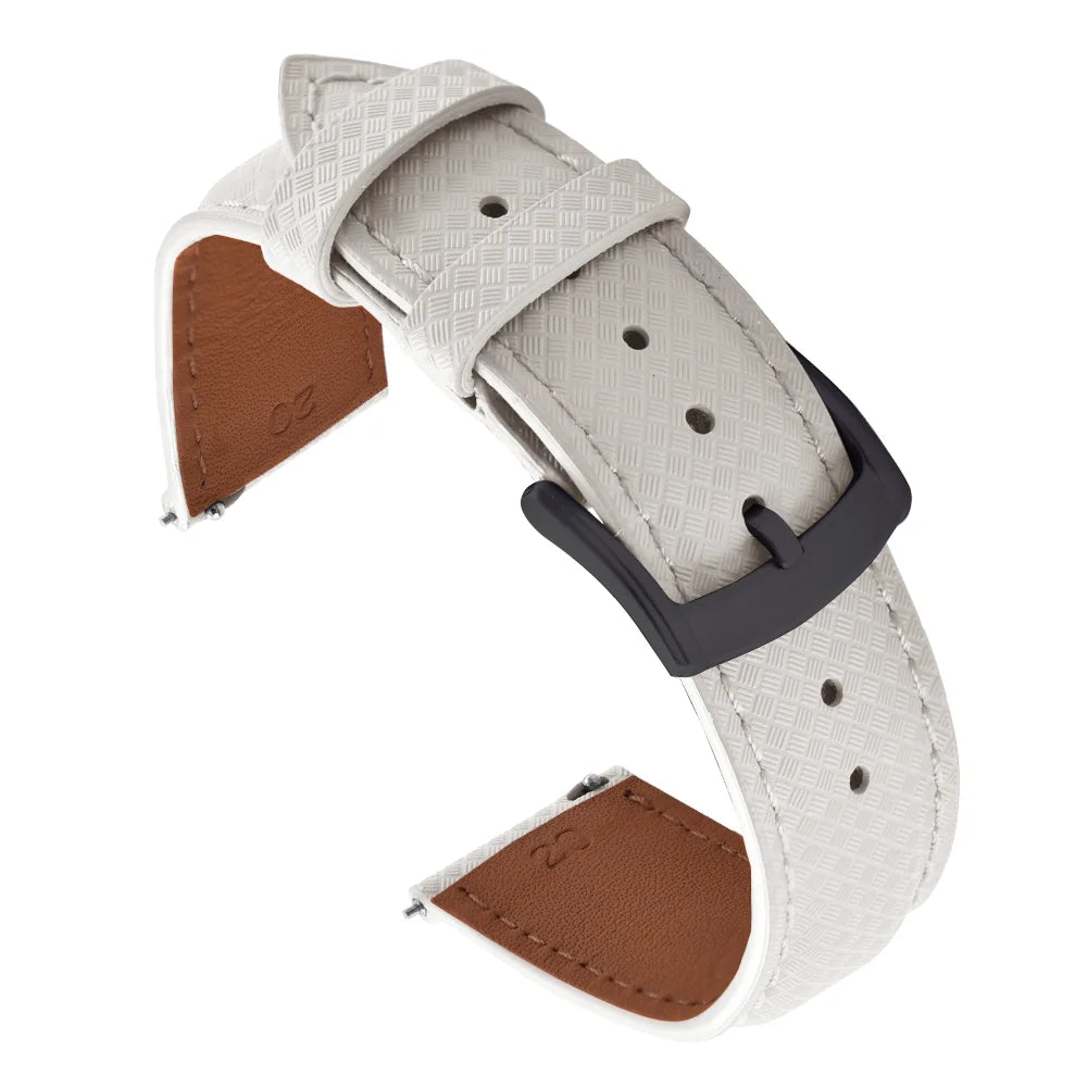Unisex 18/19/20/22mm Quick Release Watch Bands Tropical Pattern FKM Rubber and Leather Waterproof  Sailcloth Signature Strap