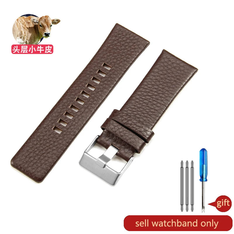 Cow Leather Watch Strap for Diesel Dz4323 1657 4318 DZ7312 DZ7257 Watchband 24 26 28 30mm Watch Bracelet Belt Black Brown White