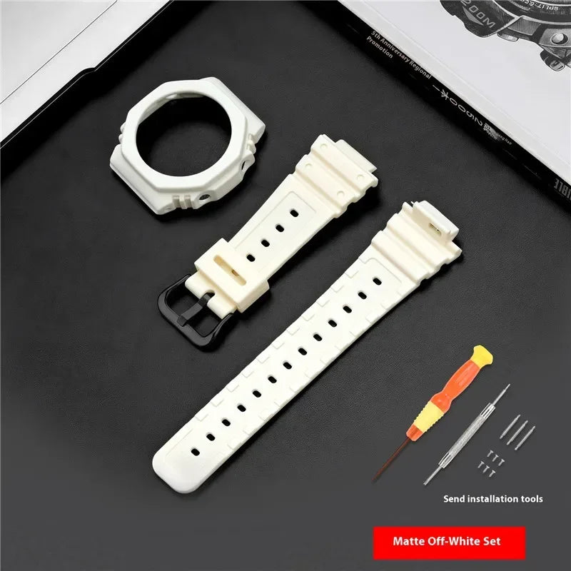 Resin Watch Strap Case Bezel for Casio G-SHOCK GA-2100 GA-2110 Men Sport Waterproof Rubber Watch Band Modifying Kit with tools