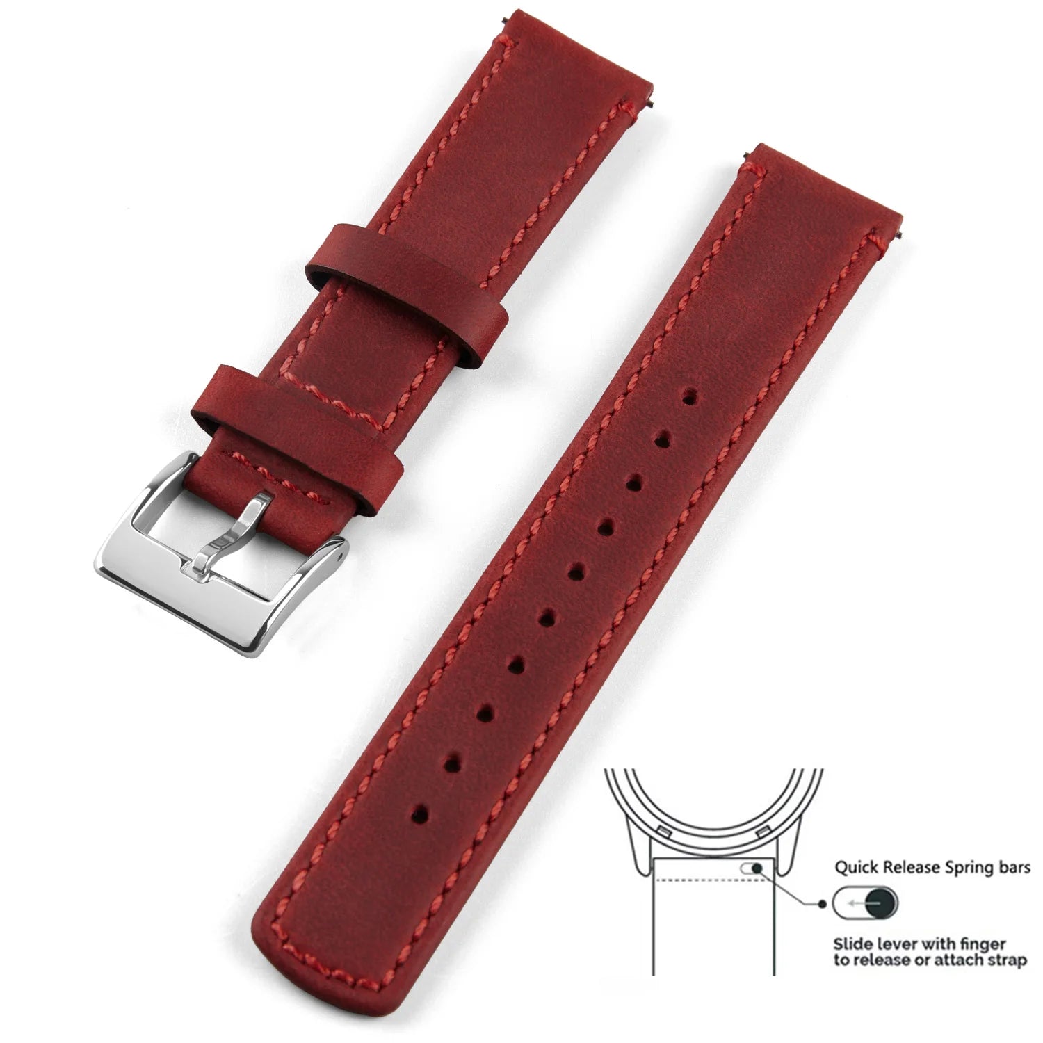 Top Grain Genuine Leather Watch Band, Quick Release 20mm/22mm Watch Strap,  Fits Samsung Galaxy Watch, Men and Women Watch band