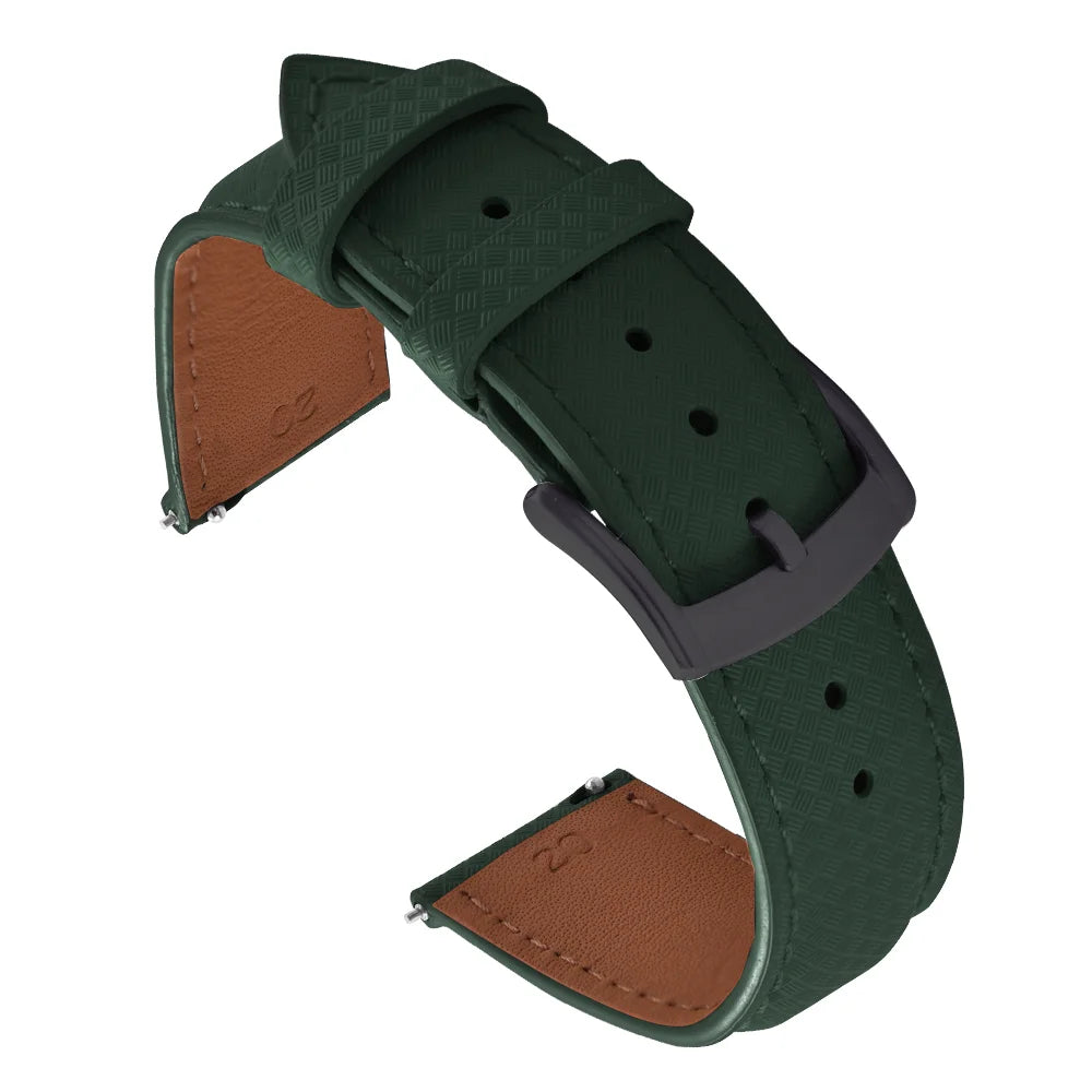 Unisex 18/19/20/22mm Quick Release Watch Bands Tropical Pattern FKM Rubber and Leather Waterproof  Sailcloth Signature Strap