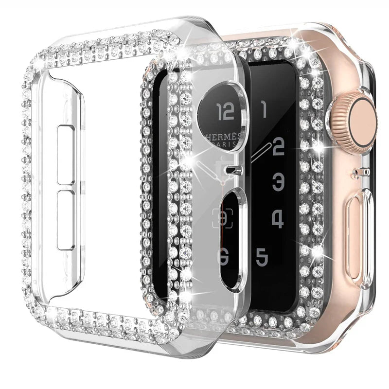 Diamond Case For Apple Watch Cover 9 8 7 41mm 45mm 42mm 44mm 40mm women Bling Bumper Protector Shell iWatch Series 8 3 4 5 6 SE